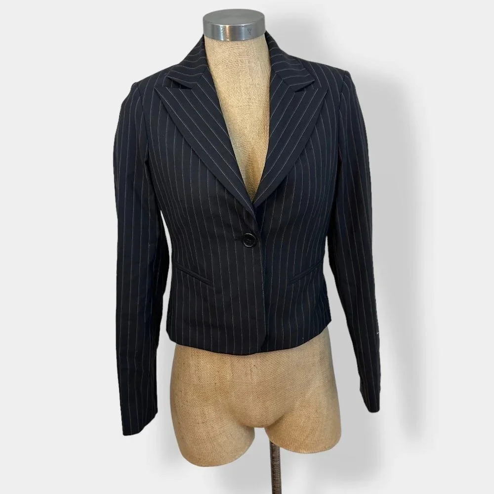 BCBGMAXAZRIA Black Striped Blazer Jacket XS